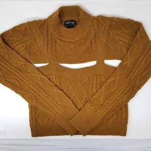 Say What? Mustard Cable Knit Crop Top